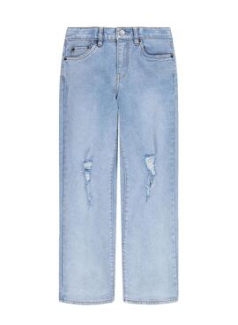 Pantalon Jeans Levis Wide Jambe Bleu pour Fille
