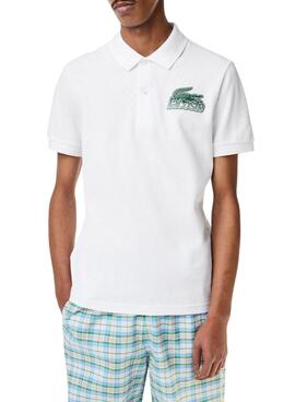 Polo Chemise Lacoste Col Bord-Cotes Blanc Homme