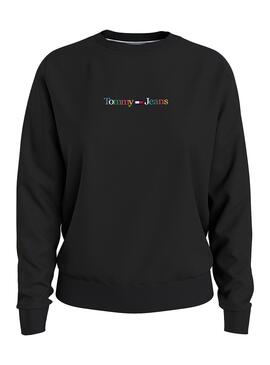 Sweat Tommy Jeans Linear Serif Noire Femme