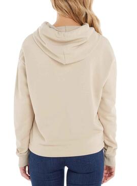 Sweat Tommy Jeans Boxy Logo Beige pour Femme