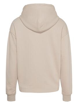 Sweat Tommy Jeans Boxy Logo Beige pour Femme