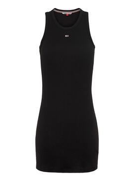 Robe Tommy Jeans Essential Rib Réservoir Noire Femme