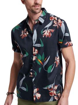 Chemise Superdry Hawaiian Bleu Marine pour Homme