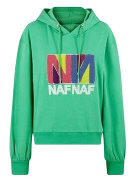 Sweat Naf Naf Vert Broderie pour Femme