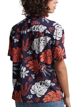 Chemise Superdry Beach Centre de villégiature Bleu Marine pour Femme