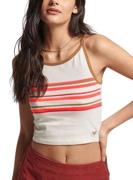 Top Superdry Vintage Stripe Blanc pour Femme