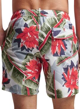 Slip de Bain Superdry Vintage Blanc pour Homme