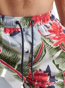 Slip de Bain Superdry Vintage Blanc pour Homme