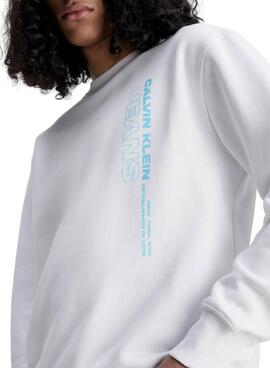 Sweat Calvin Klein Outline Blanc pour Homme