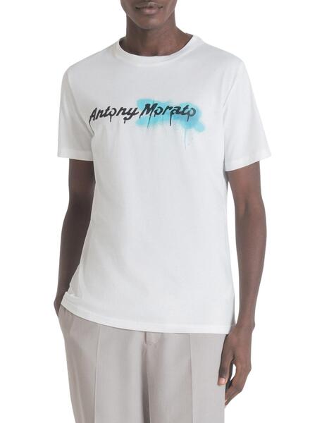 T-Shirt Antony Morato Aérosol Blanc pour Homme
