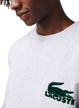 Sweat Lacoste Lounge Gris Croco pour Homme