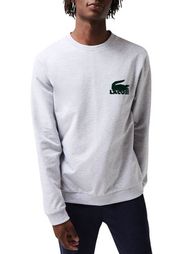 Sweat Lacoste Lounge Gris Croco pour Homme