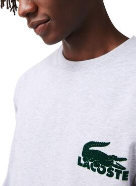 Sweat Lacoste Lounge Gris Croco pour Homme