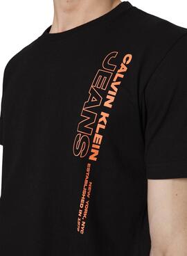 T-Shirt Calvin Klein Stacked Noire pour Homme