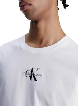 T-Shirt Calvin Klein Monologo Blanc pour Homme