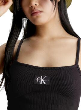 Top Calvin Klein Badge Noire pour Femme