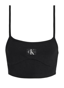 Top Calvin Klein Badge Noire pour Femme