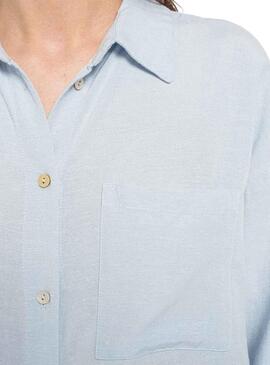 Chemise Only Willow Lino Bleu pour Femme