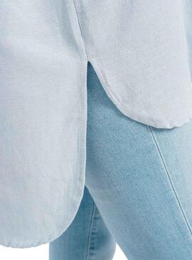 Chemise Only Willow Lino Bleu pour Femme