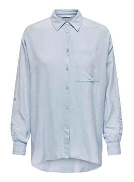 Chemise Only Willow Lino Bleu pour Femme