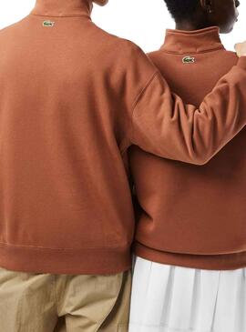 Sweat Lacoste Half Zip Brun pour Homme