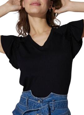 T-Shirt Naf Naf Vintage Noire pour Femme
