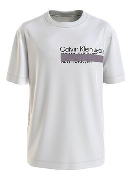 T-Shirt Calvin Klein Address Blanc pour Homme