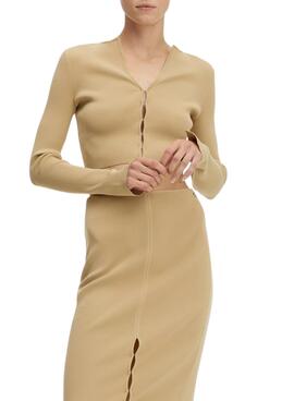 Cardigan Calvin Klein Hook Camel pour Femme