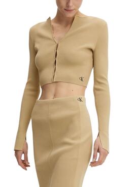 Cardigan Calvin Klein Hook Camel pour Femme