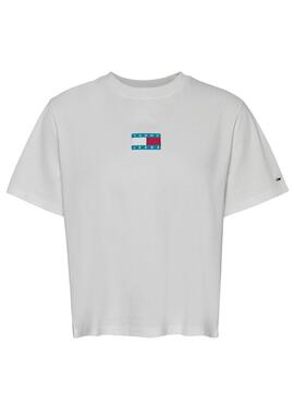 T-Shirt Tommy Jeans Pop Badge Blanc pour Femme