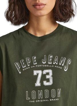 T-Shirt Pepe Jeans Amber Vert pour Femme