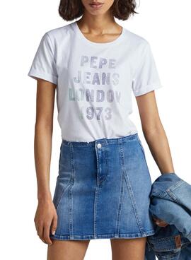 T-Shirt Pepe Jeans Agnes Blanc pour Femme
