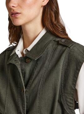 Gilet Pepe Jeans Jolina Vert pour Femme