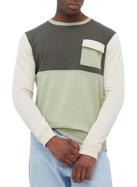 Sweat Pepe Jeans Marcus Crew Vert pour Homme