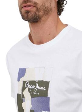 T-Shirt Pepe Jeans Oldwide Blanc pour Homme