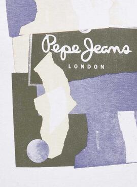 T-Shirt Pepe Jeans Oldwide Blanc pour Homme