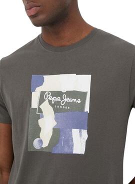 T-Shirt Pepe Jeans Oldwide Gris pour Homme