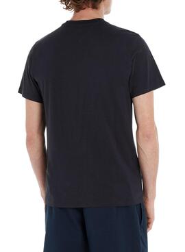 T-Shirt Tommy Jeans Lettre Bleu Marine pour Homme