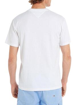 T-Shirt Tommy Jeans Linear Blanc pour Homme