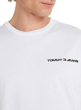 T-Shirt Tommy Jeans Linear Blanc pour Homme