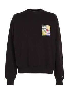 Sweat Tommy Jeans Luxe Noire pour Homme