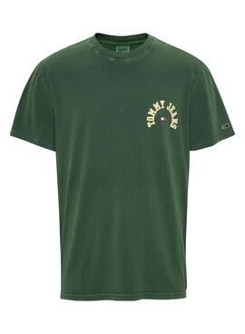 T-Shirt Tommy Jeans Curved Vert pour Homme