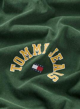 T-Shirt Tommy Jeans Curved Vert pour Homme