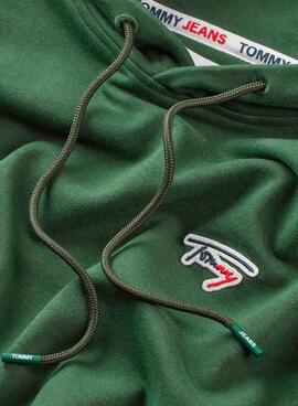 Sweat Tommy Jeans Signature Vert pour Homme