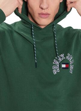 Sweat Tommy Jeans Arched Vert pour Homme