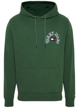 Sweat Tommy Jeans Arched Vert pour Homme