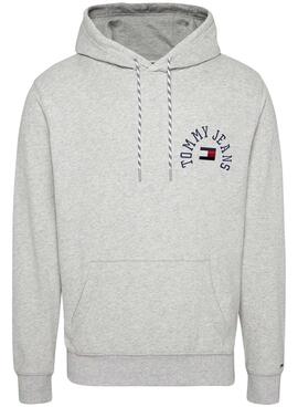 Sweat Tommy Jeans Arched Gris pour Homme