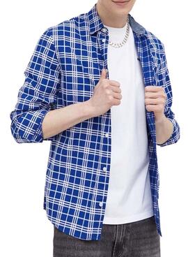 Chemise Tommy Jeans Small Check Bleu pour Homme