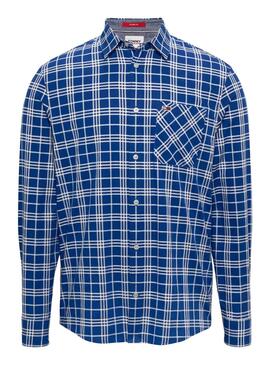 Chemise Tommy Jeans Small Check Bleu pour Homme