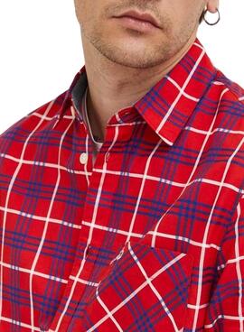 Chemise Tommy Jeans Small Check Rouge pour Homme